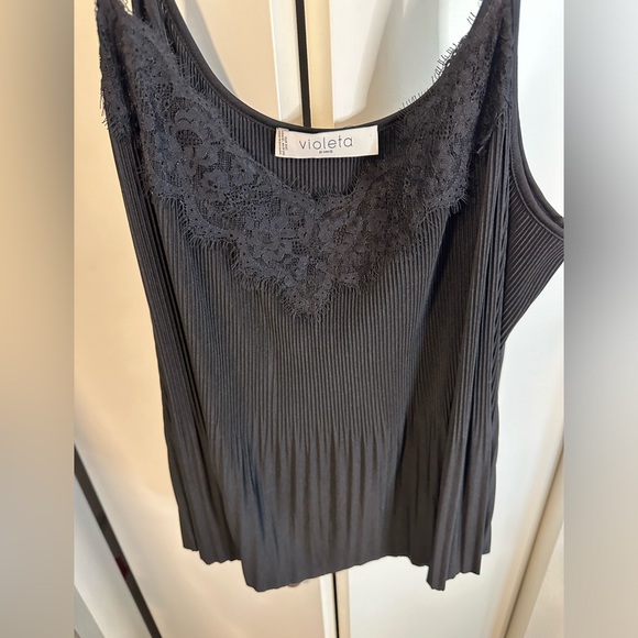 Violeta by MNG Black XXL Lace Blouse Tank 2x - Picture 3 of 8